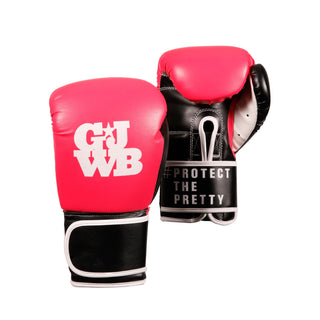 pink, black and white boxing gloves