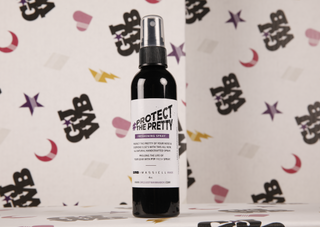 #ProtectThePretty boxing glove freshening spray bottle with girls just wanna box logo behind 