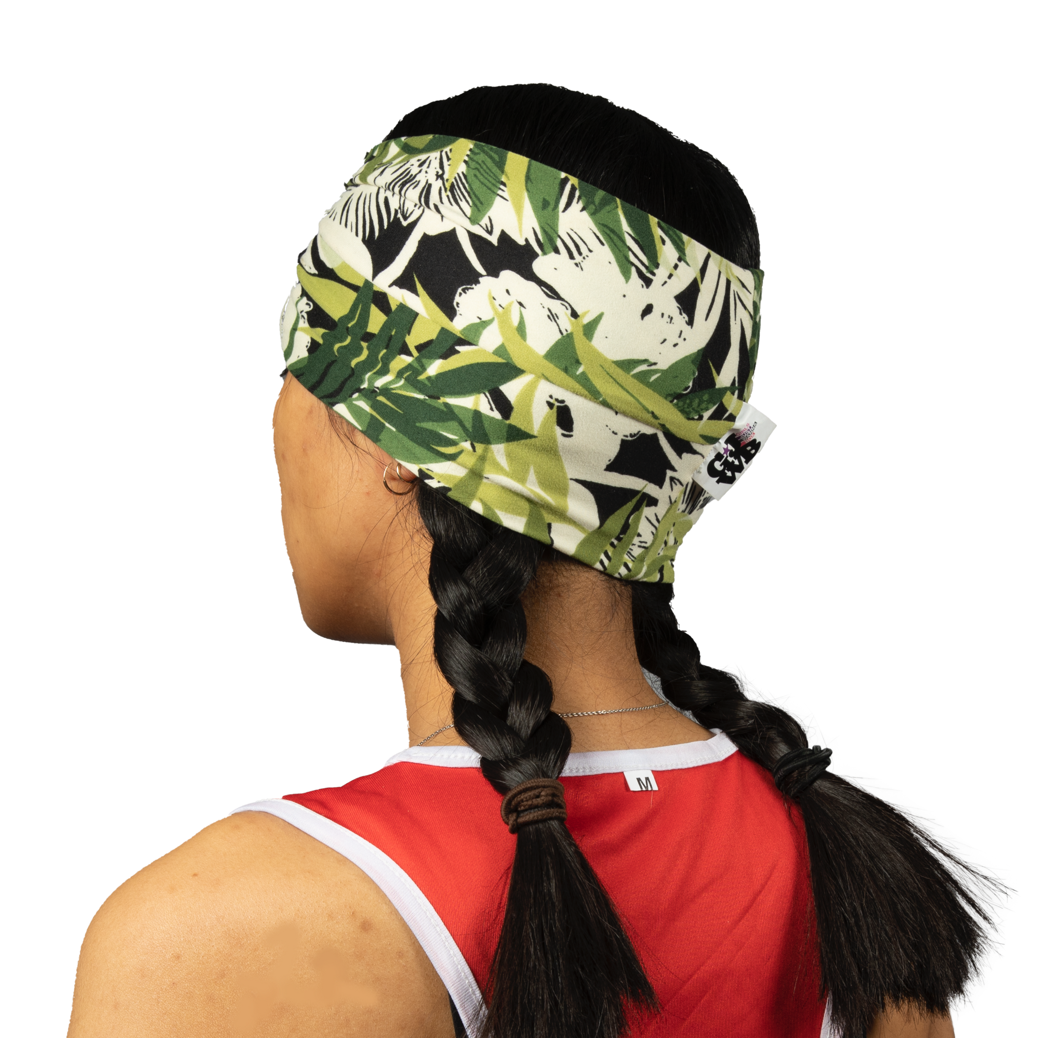 Athletic headband with a leaf design