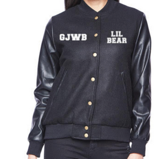 gjwb black vegan leather varsity jacket 